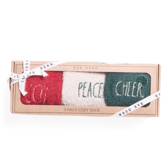 Rae Dunn Accessories - Rae dunn 3 pack cozy sock “Joy, peace, cheer” - NIB
